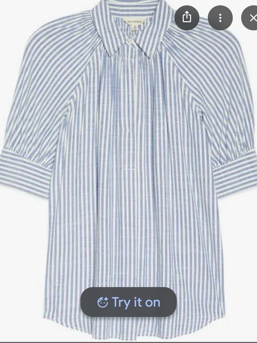 Max Studio Blue and White Vertical Stripe Shirt